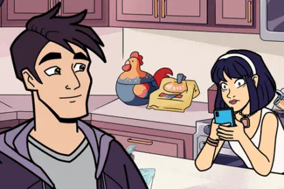 man and woman at kitchen table