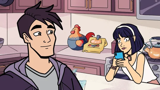 man and woman at kitchen table