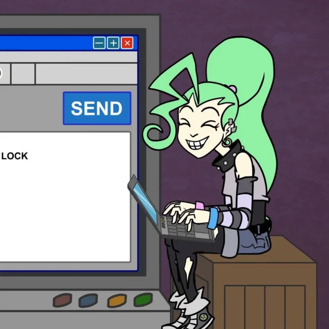 Cartoon character typing an email on a laptop, reporting they are locked out due to a password error. The email is addressed to Dr. Bob@bchospital.com.