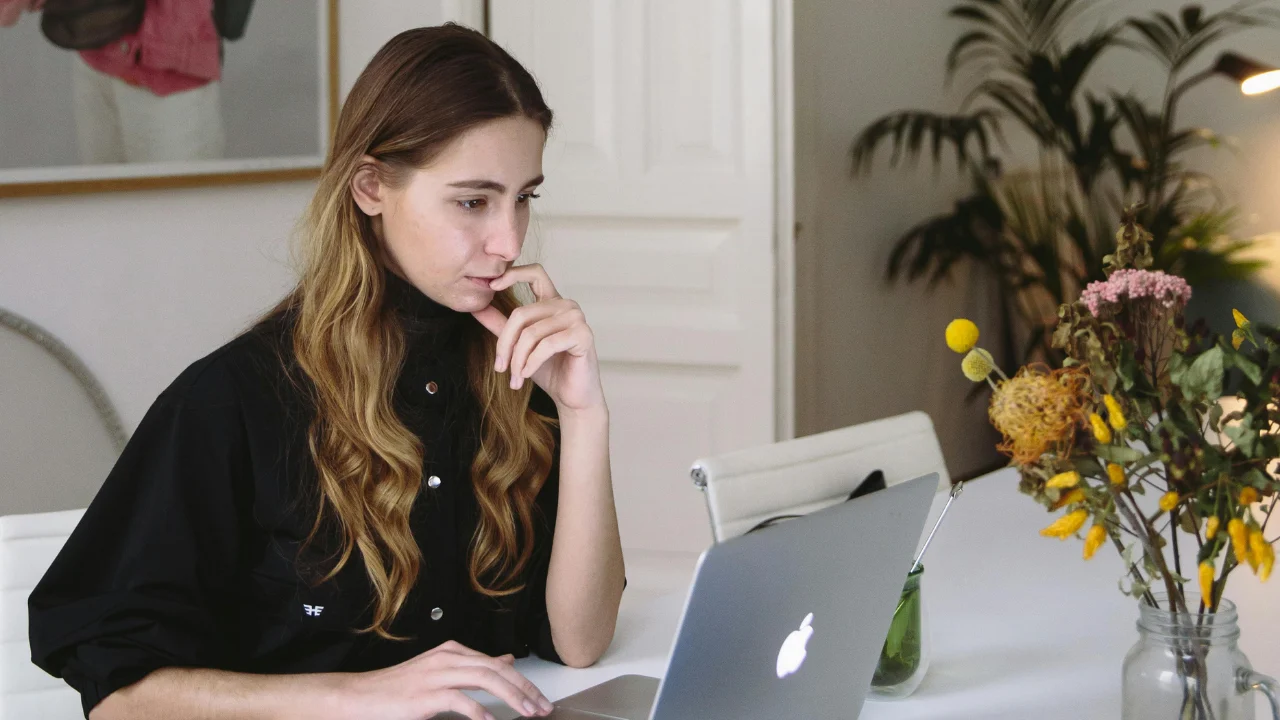 Woman working on laptop