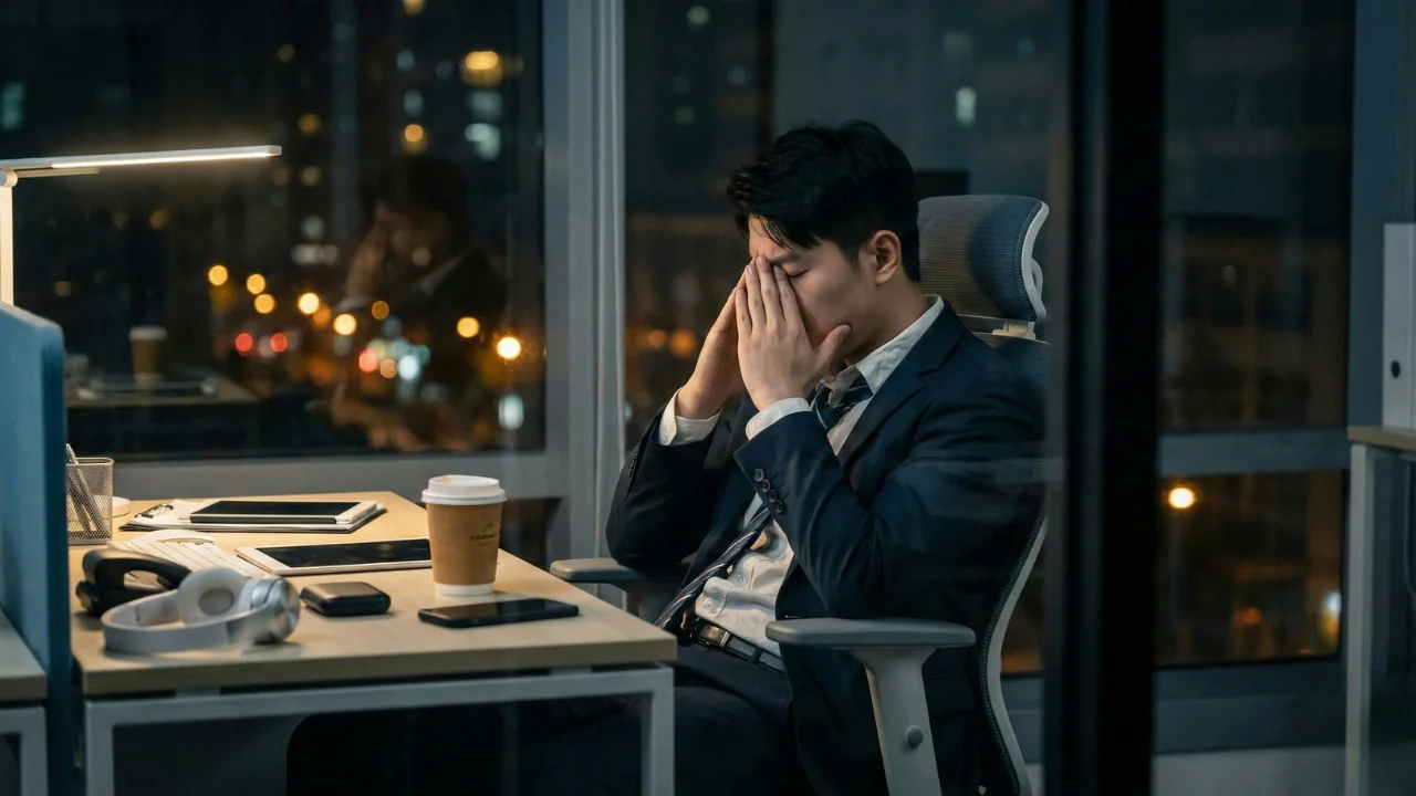 stressed employee at computer