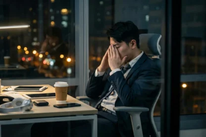stressed employee at computer